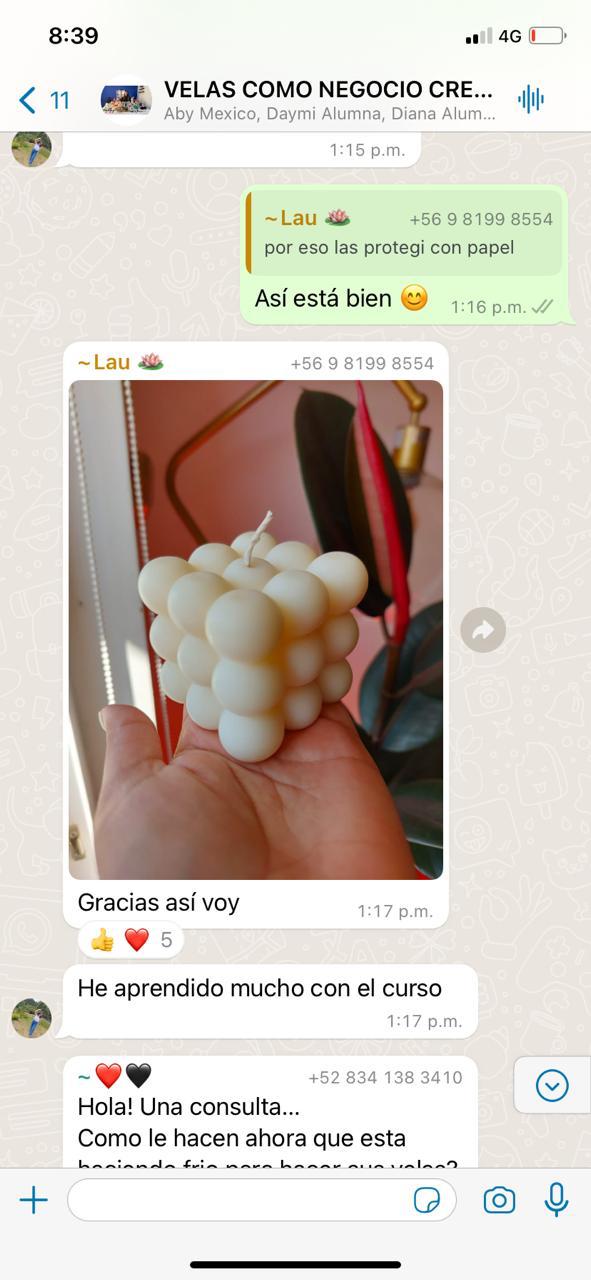 Chat de Whatsapp de Alumna de Velas 1